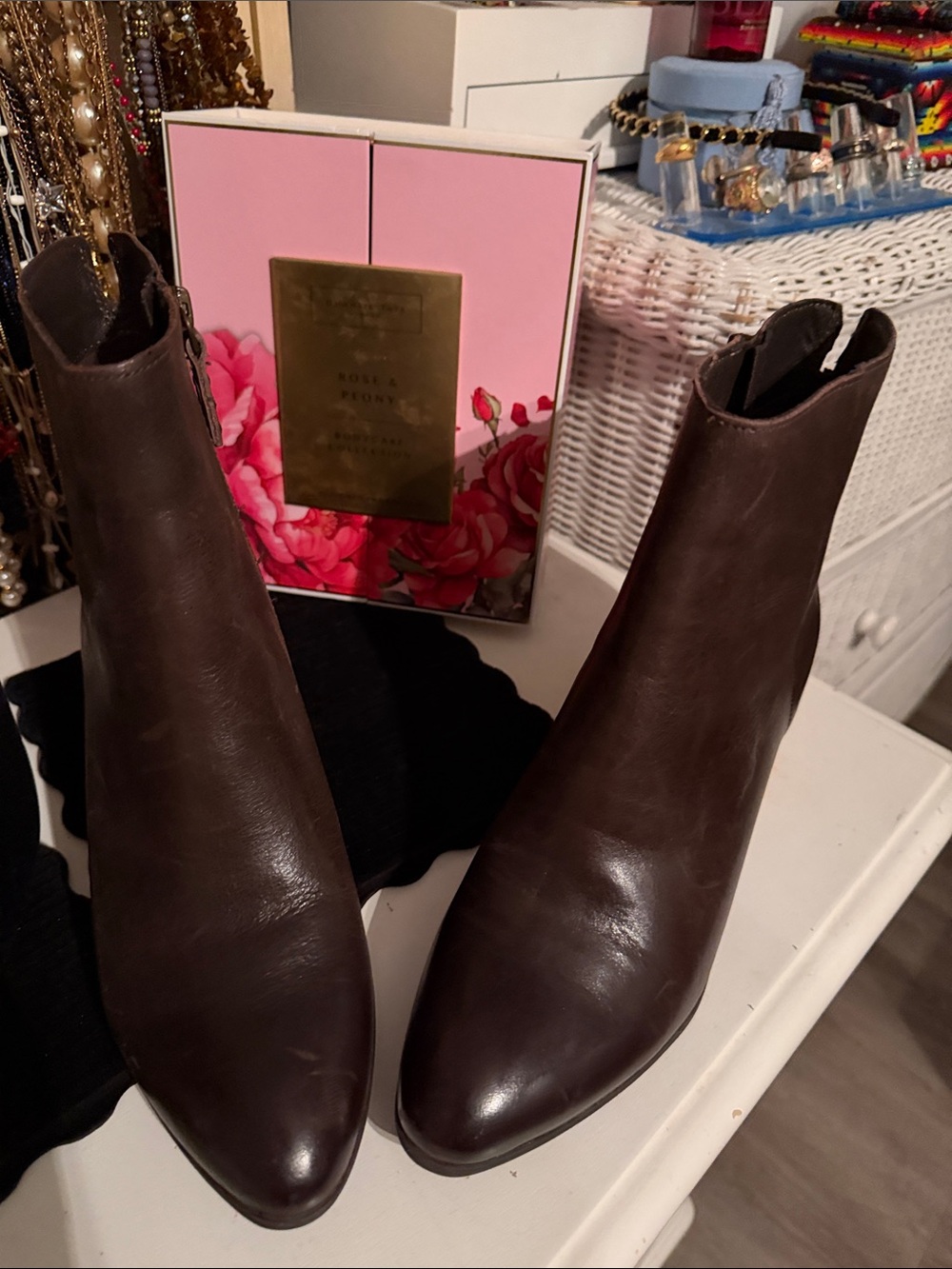 Frye Dark Brown Leather Pointed Chelsea Booties